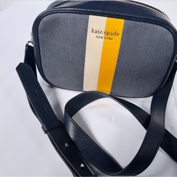 Kate Spade Astrid Striped Canvas and Leather Medium Crossbody Handbag - Picture 3 of 15